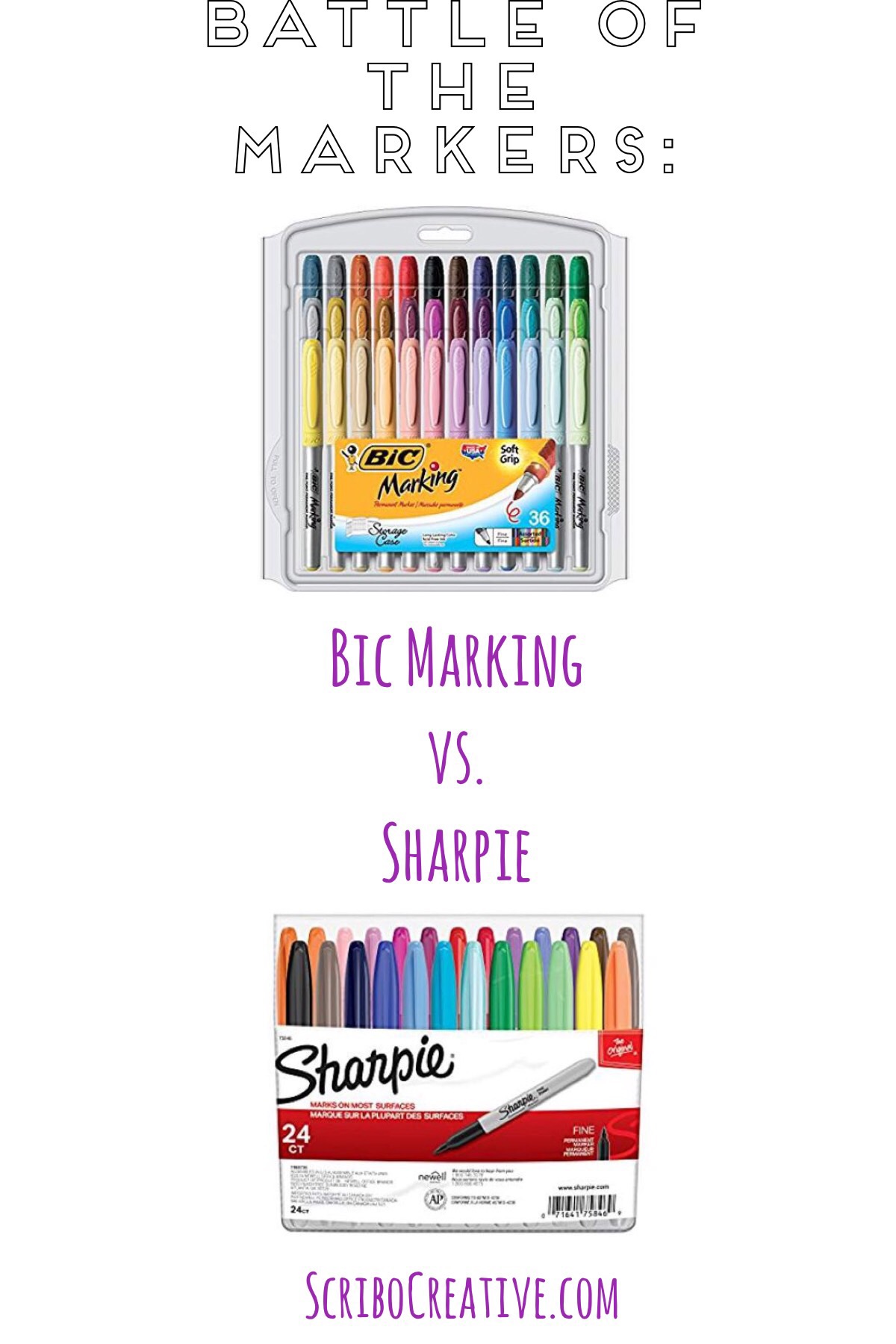 Battle of the Markers Bic Marking vs. Sharpie Scribo Creative