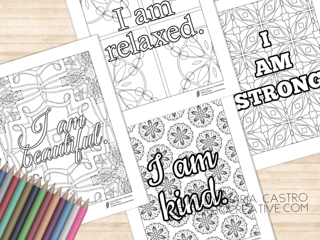 Color My Moods Affirmations Coloring Pages